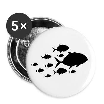 fish piranha silhouette fish - Buttons large 2.2''/56 mm (5-pack) - white - Front