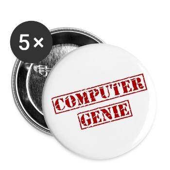 Stempel "Computergenie" - Buttons groß 56 mm (5er Pack) - Weiß - Vorne
