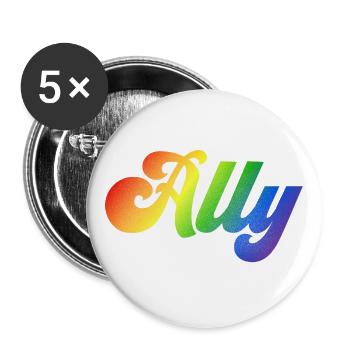 Soutien à la fierté LGBT d’Ally - Lot de 5 grands badges (56 mm) - blanc - Devant