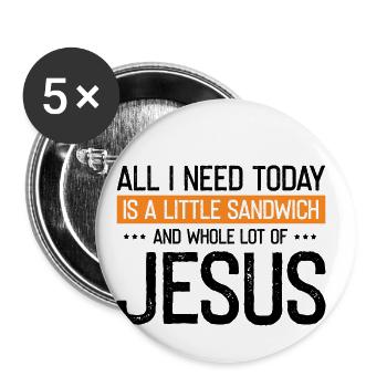 Jesus und Sandwich Gott Christus Christlich - Buttons groß 56 mm (5er Pack) - Weiß - Vorne