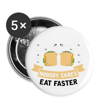 Schnell Essen Sandwich Essen FastFood - Buttons groß 56 mm (5er Pack) - Weiß - Vorne