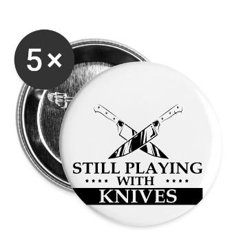 Games with Knife Knife Collector Knife Fan - Buttons large 2.2''/56 mm (5-pack) - white - Front