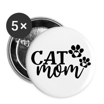 Cat Mom - Cute Paws Cat Lover Maman Propriétaire de chat - Lot de 5 grands badges (56 mm) - blanc - Devant