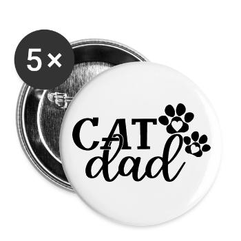 Cat Dad - Mignon Pattes Cat Lover Papa Propriétaire de Chat - Lot de 5 grands badges (56 mm) - blanc - Devant