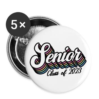 Senior Class Of 2023 Retro Graduation Party Gift - Buttons large 2.2''/56 mm (5-pack) - white - Front