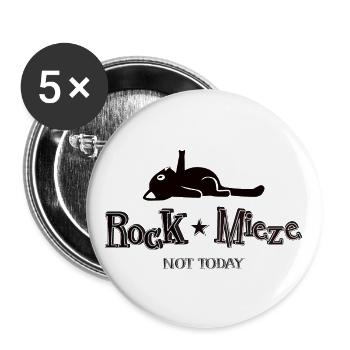 Rock Mieze, Hardrock, Katze, Katzenmama Geschenk - Buttons groß 56 mm (5er Pack) - Weiß - Vorne