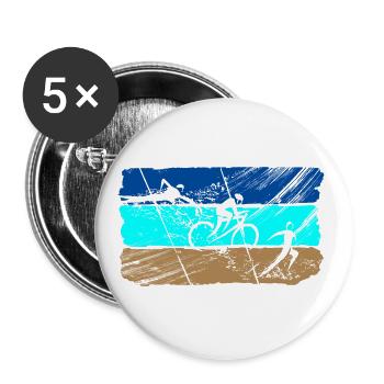 Drapeau de Traithlon - Lot de 5 grands badges (56 mm) - blanc - Devant
