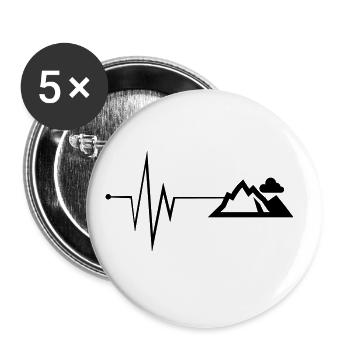 Berge Mountains Puls - Buttons groß 56 mm (5er Pack) - Weiß - Vorne