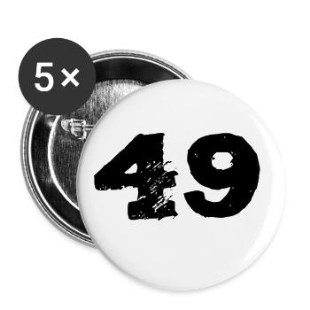 49 Zahl Trikot - Buttons groß 56 mm (5er Pack) - Weiß - Vorne