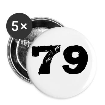 79 Zahl Trikot - Buttons groß 56 mm (5er Pack) - Weiß - Vorne