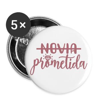 Prometida Fiancée Engagement Wedding Bride To Be - Buttons large 2.2''/56 mm (5-pack) - white - Front
