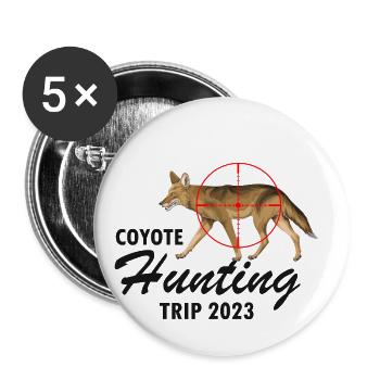 Capture de coyotes et conception de chasseur de coyotes - Lot de 5 grands badges (56 mm) - blanc - Devant