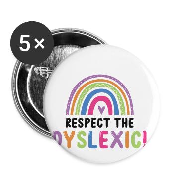Dyslexia Intervention for Dyslexia Therapy - Buttons large 2.2''/56 mm (5-pack) - white - Front