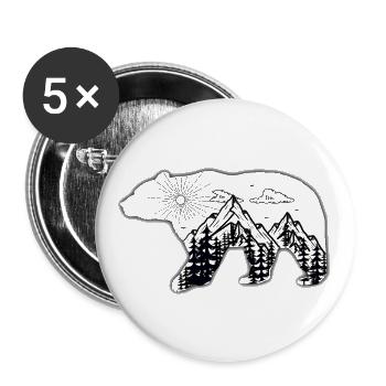 Ein Bär inmitten der Natur unter freiem Himmel - Buttons groß 56 mm (5er Pack) - Weiß - Vorne