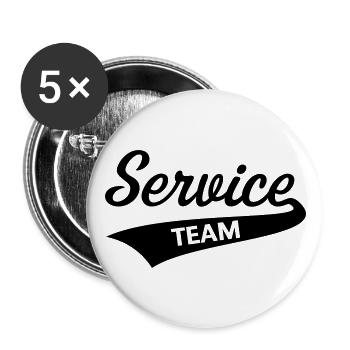 Équipe de service (vêtements de travail / noir) - Lot de 5 grands badges (56 mm) - blanc - Devant