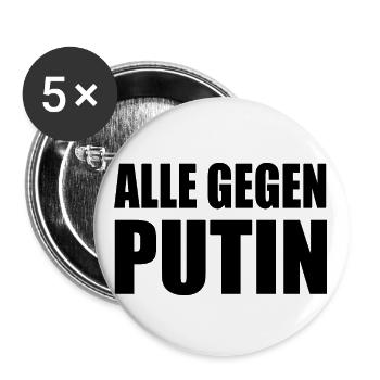Alle gegen putin - Buttons groß 56 mm (5er Pack) - Weiß - Vorne