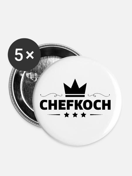 Chefkoch Kochen - Buttons groß 56 mm (5er Pack) - Weiß