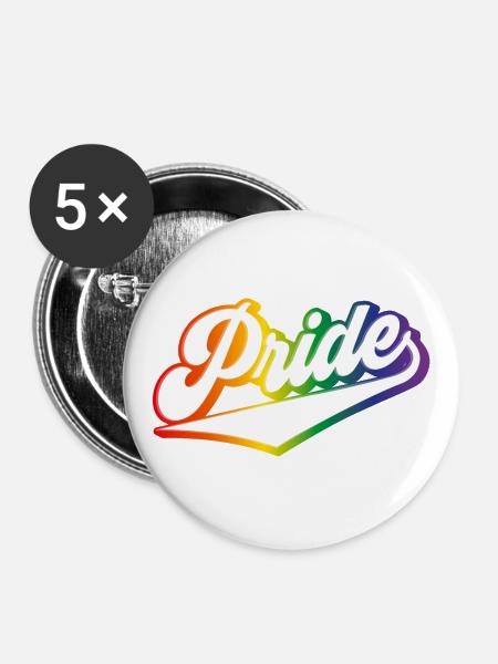 Pride Regenbogen LGBTQ - Buttons groß 56 mm (5er Pack) - Weiß