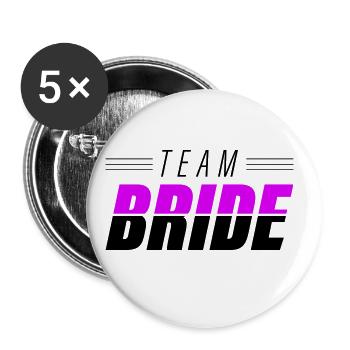 Devis de mariage de l’équipe de la mariée - Lot de 5 grands badges (56 mm) - blanc - Devant