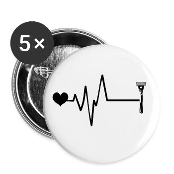 Razor Blade Pulse Heart Love - Buttons large 2.2''/56 mm (5-pack) - white - Front