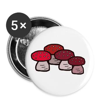 October Forest Mushrooms Toadstools Poisonous Poison - Buttons large 2.2''/56 mm (5-pack) - white - Front
