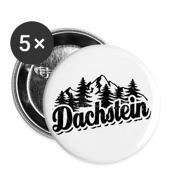 Dachstein - Wald und Berge Wandern Erholung - Buttons groß 56 mm (5er Pack) - Weiß - Vorne
