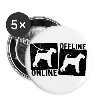 En ligne hors ligne - Laisse pour chien Airedale Terrier - Lot de 5 grands badges (56 mm) - blanc - Devant