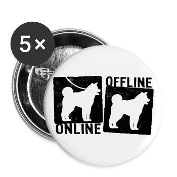 En ligne hors ligne - Laisse pour chien Akita Dog - Lot de 5 grands badges (56 mm) - blanc - Devant