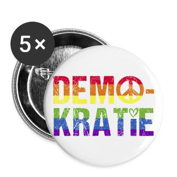 Demokratie nie wieder ist jetzt Demonstration bunt - Buttons groß 56 mm (5er Pack) - Weiß - Vorne