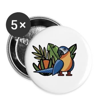Papagei Macau Macao tropische Ararauna - Buttons groß 56 mm (5er Pack) - Weiß - Vorne