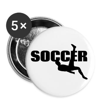 Fußball Sport Fallrückzieher - Buttons groß 56 mm (5er Pack) - Weiß - Vorne
