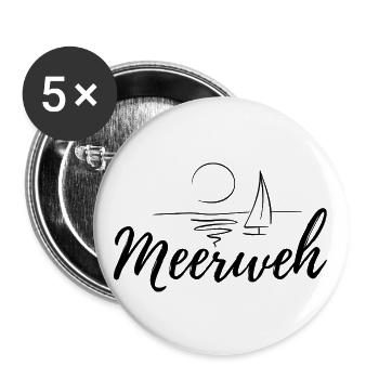 Meerweh - Buttons groß 56 mm (5er Pack) - Weiß - Vorne
