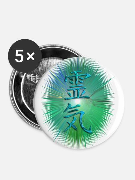 REIKI energy - Buttons groß 56 mm (5er Pack) - Weiß