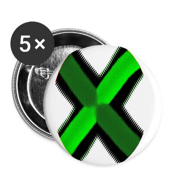 Neon Schwarz X - Buttons groß 56 mm (5er Pack) - Weiß - Vorne