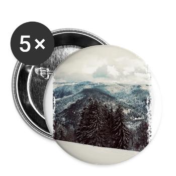 Forêt noire en hiver - Lot de 5 grands badges (56 mm) - blanc - Devant