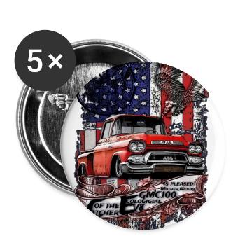 Classic V8 Truck American Flag Eagle - Buttons large 2.2''/56 mm (5-pack) - white - Front