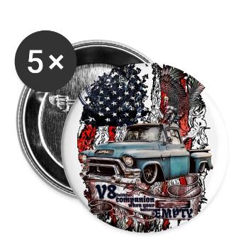 Legendary V8 truck on American flag eagle - Buttons large 2.2''/56 mm (5-pack) - white - Front