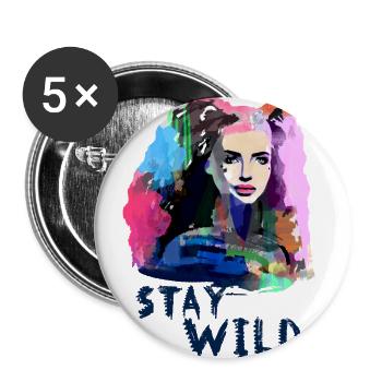 Grlpwr, girlspower, girls,frauenpower,stay wild, - Buttons groß 56 mm (5er Pack) - Weiß - Vorne
