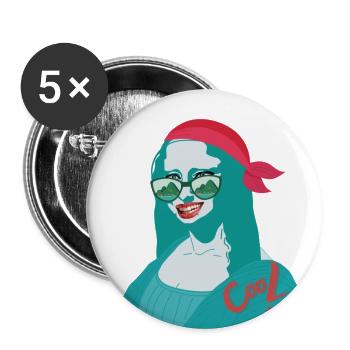 Cool Lisa - Buttons groß 56 mm (5er Pack) - Weiß - Vorne