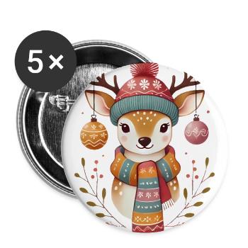 Festive Deer with Ornaments Scarf - Buttons large 2.2''/56 mm (5-pack) - white - Front