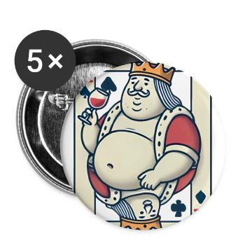 Drôle de roi de cœur buvant du vin - Lot de 5 grands badges (56 mm) - blanc - Devant