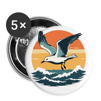 Seagull at sunset - Buttons large 2.2''/56 mm (5-pack) - white - Front