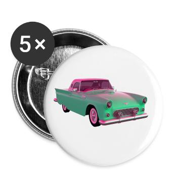 Altes Auto / Oldtimer - Buttons groß 56 mm (5er Pack) - Weiß - Vorne