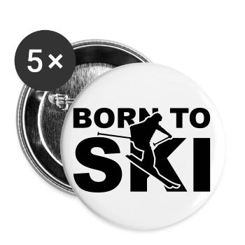 Born to ski - Buttons large 2.2''/56 mm (5-pack) - white - Front