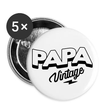 Papa vintage - Lot de 5 grands badges (56 mm) - blanc - Devant