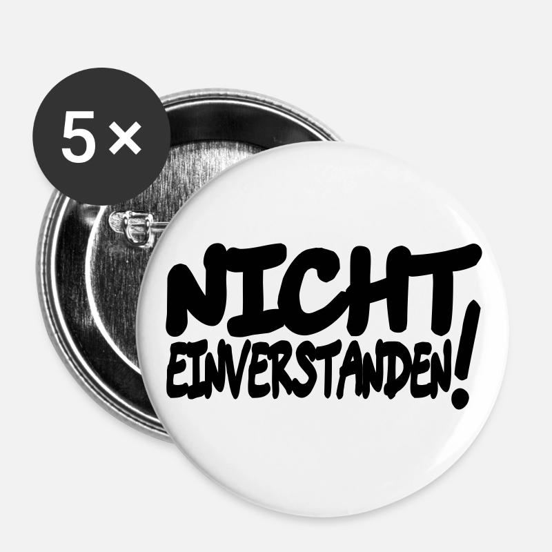 nicht einverstanden - Buttons groß 56 mm (5er Pack) - Weiß