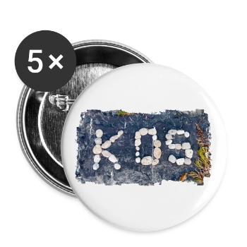 Kos in Stein - Buttons groß 56 mm (5er Pack) - Weiß - Vorne