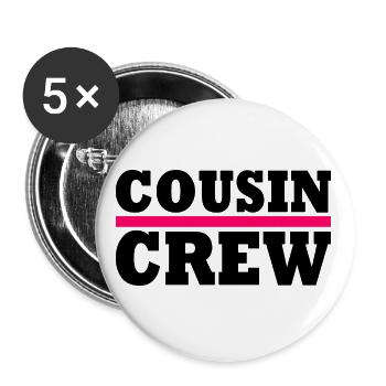Cousin crew - Lot de 5 grands badges (56 mm) - blanc - Devant