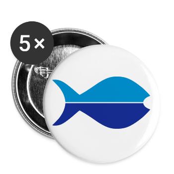 Zwei Fischhälften - Buttons groß 56 mm (5er Pack) - Weiß - Vorne