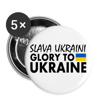 Slava ukraini - Buttons groß 56 mm (5er Pack) - Weiß - Vorne
